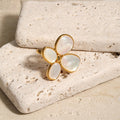 Shell Clover Ring — Cream & Gold