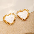 Shell Heart Studs — White Shell