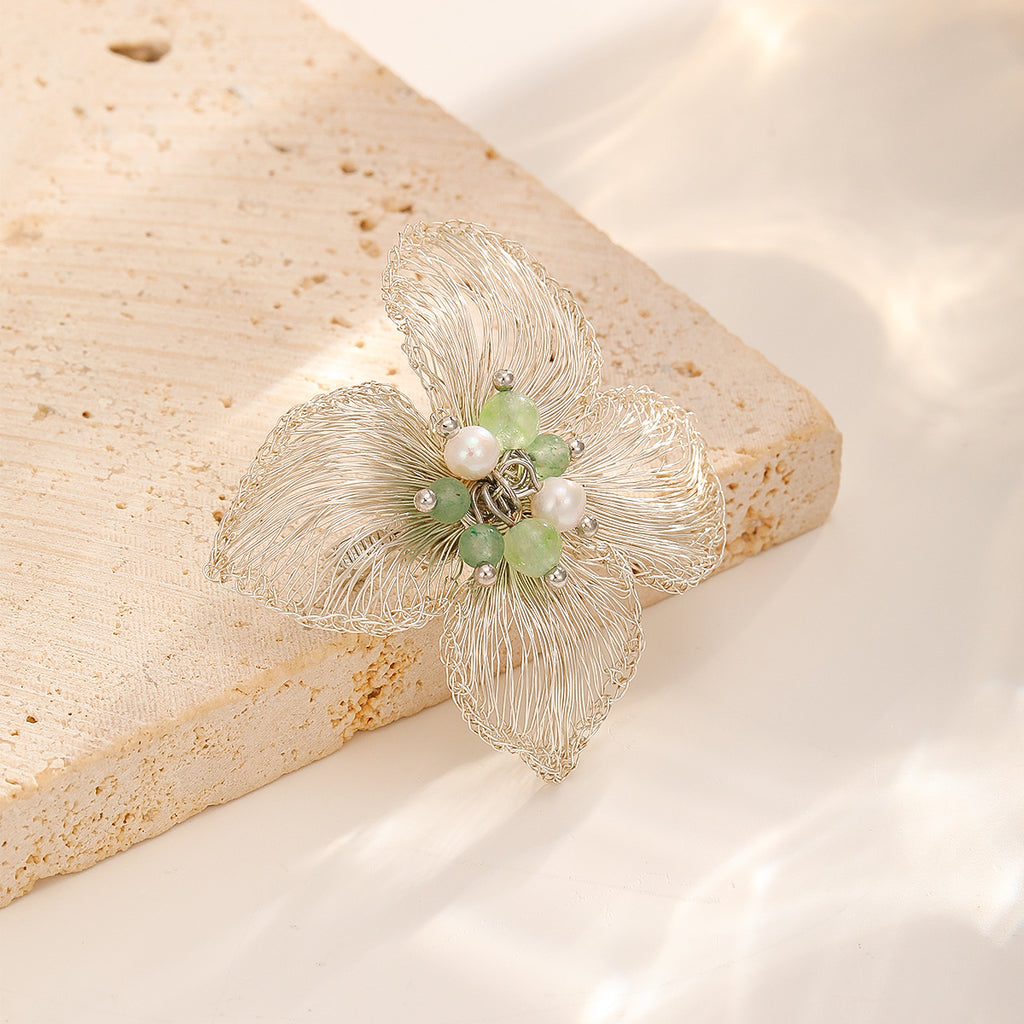 Silver & Green Flower Set