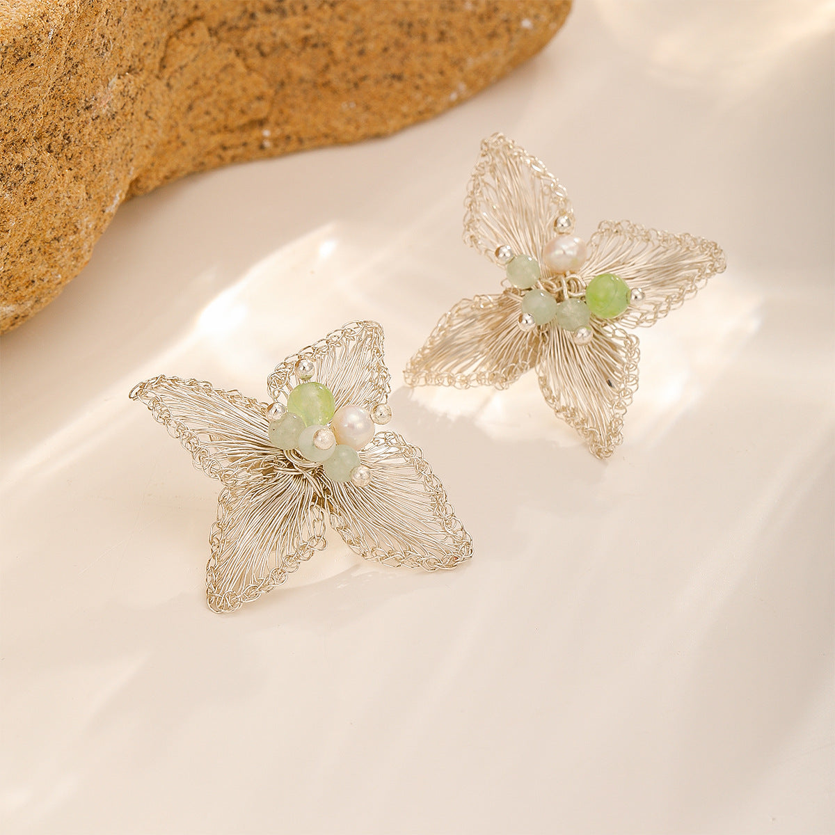 Silver & Green Flower Set