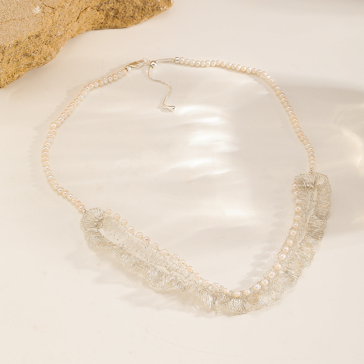Silver Leaf & Pearl Set