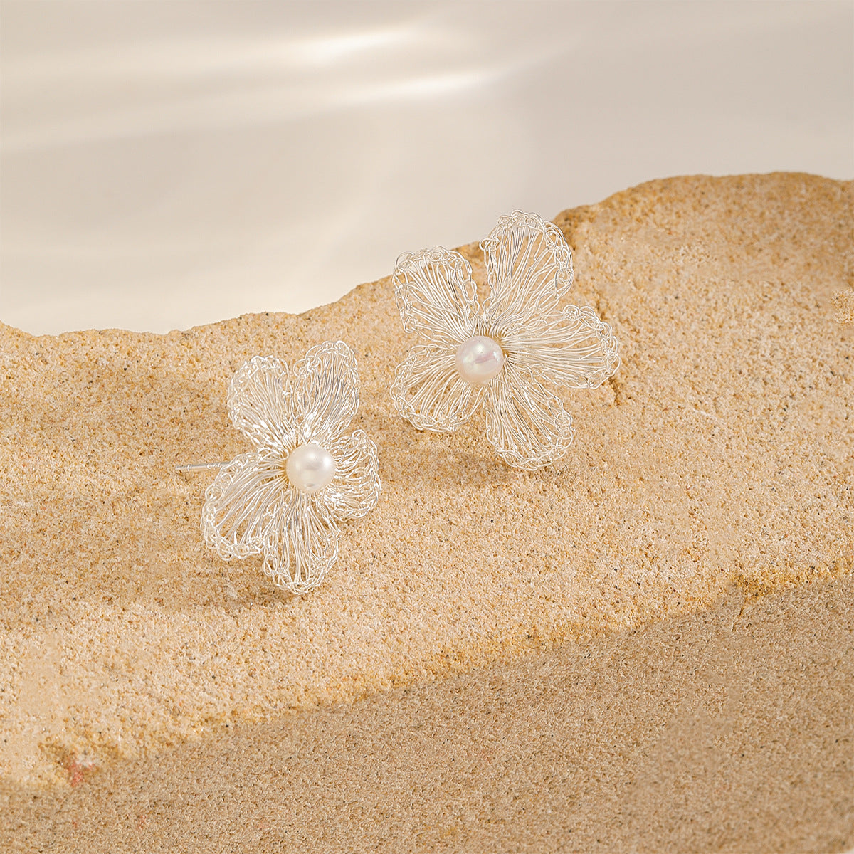 Silver Leaf & Pearl Set