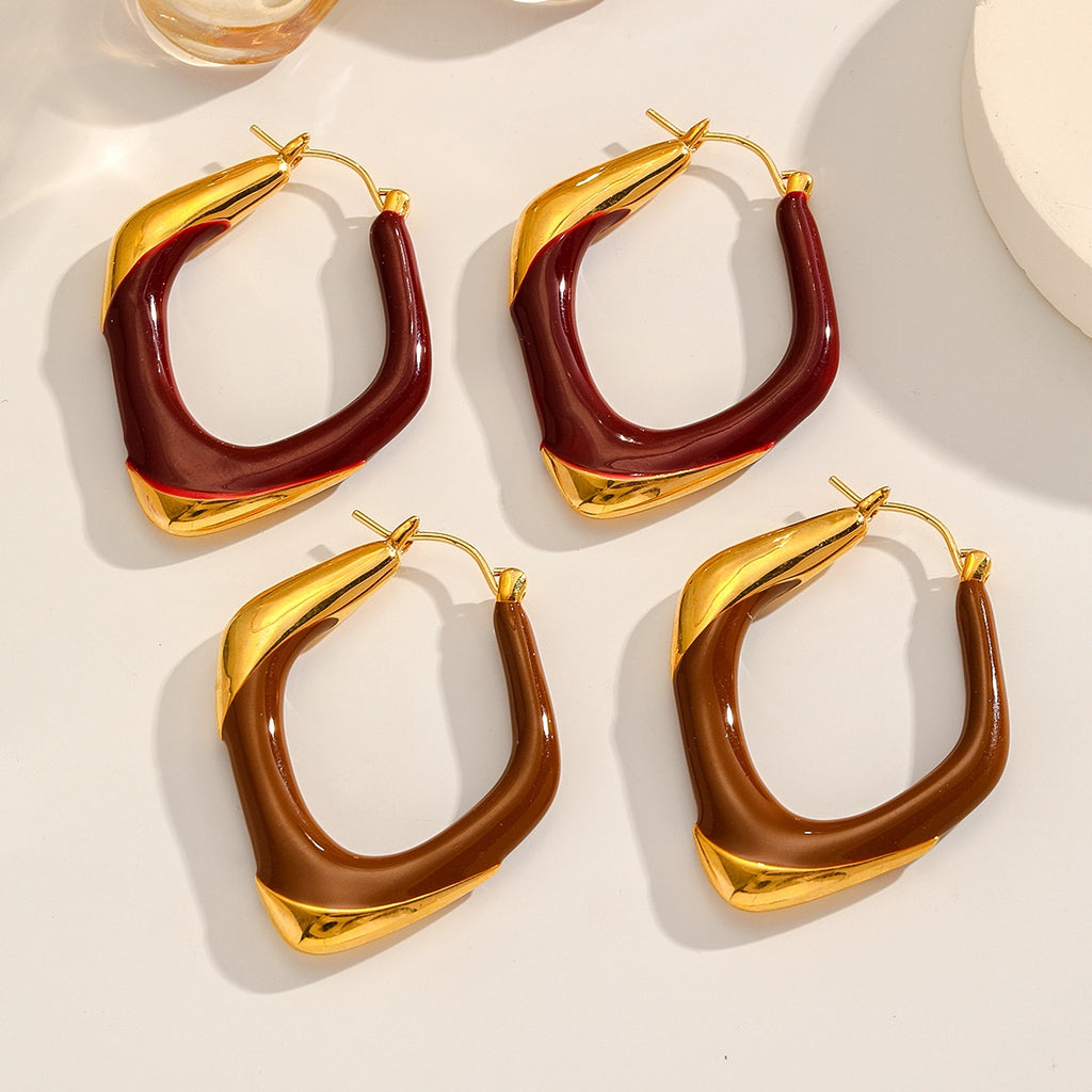 Soft Square Enamel Hoops, all colors