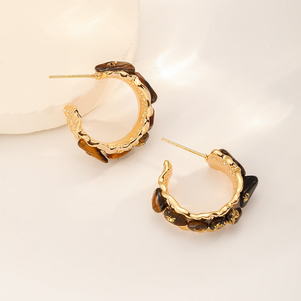 Stone Chip Hoops — Amber Brown