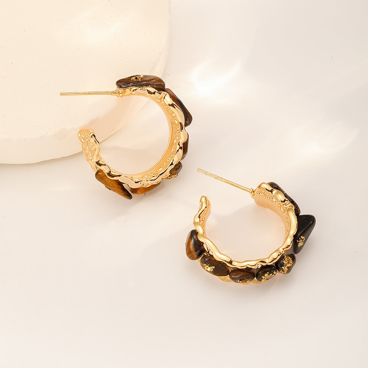 Stone Chip Hoops — Amber Brown