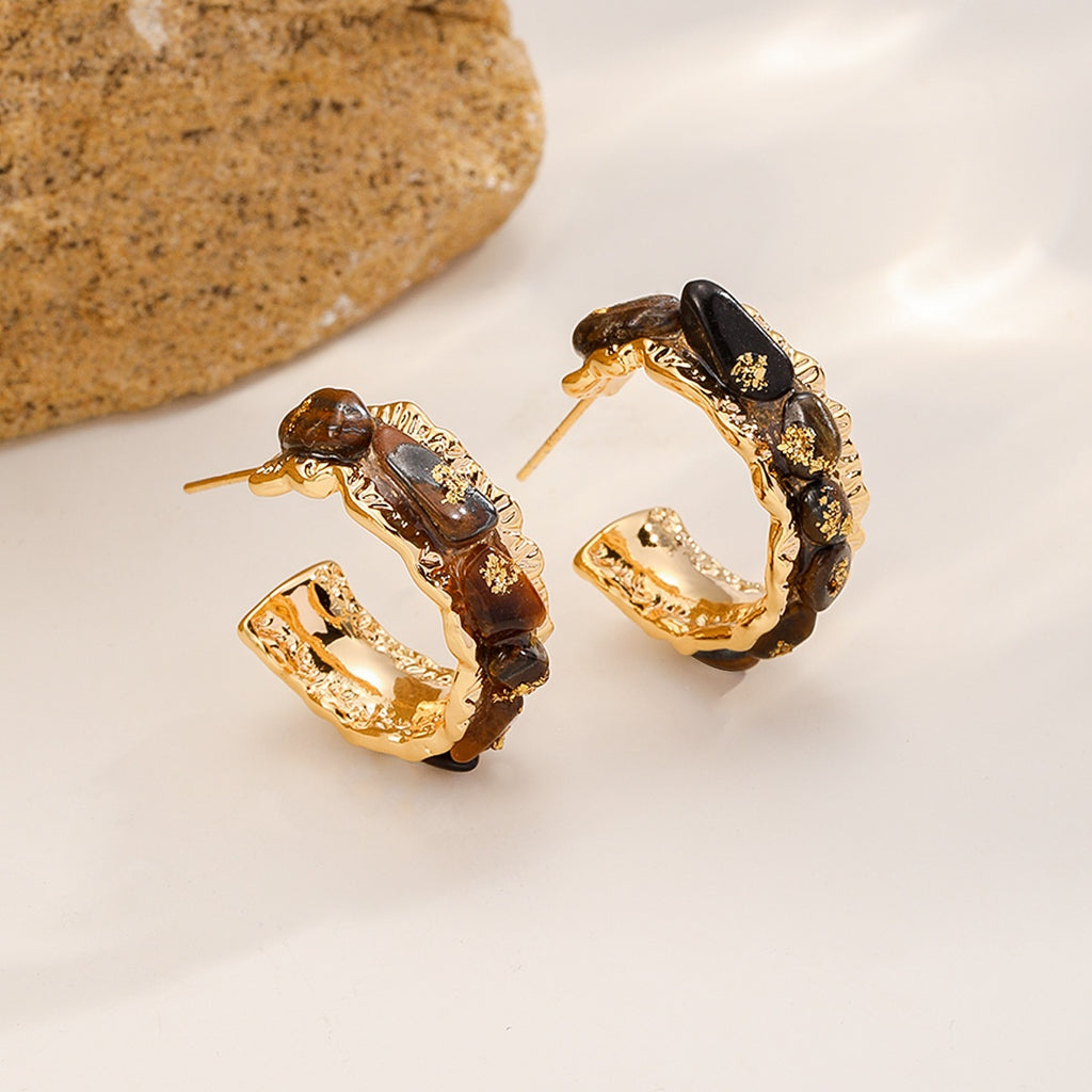 Stone Chip Hoops — Amber Brown