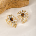 Tiger's Eye Sunburst Studs — Gold & Tiger's Eye