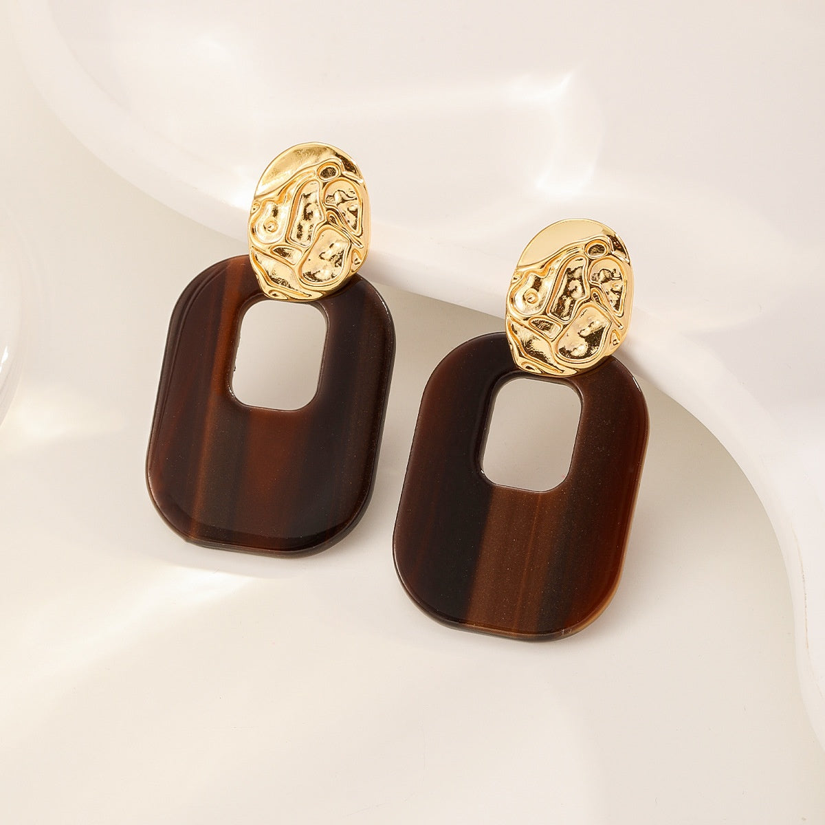 Tortoise Frame Earrings — Tortoise Brown