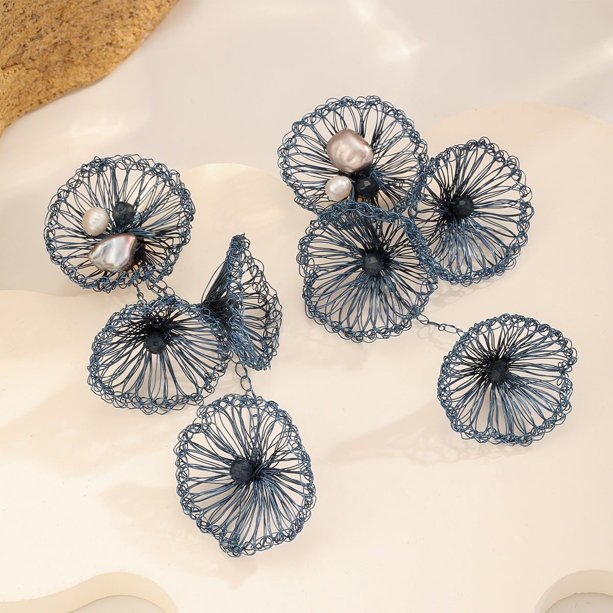 Tumbling Flower Earrings — Slate Blue
