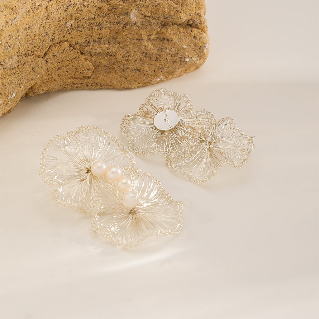 Twin Bloom Pearl Earrings