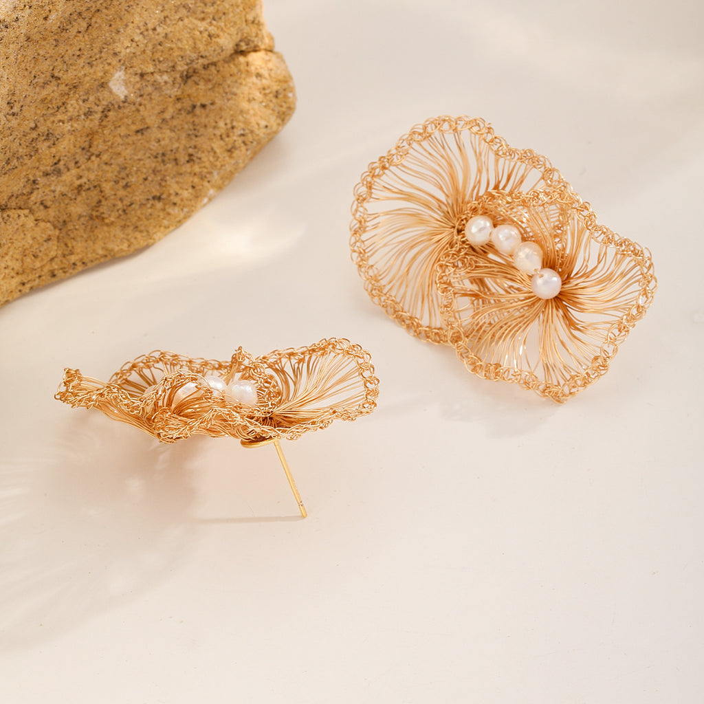 Twin Bloom Pearl Earrings