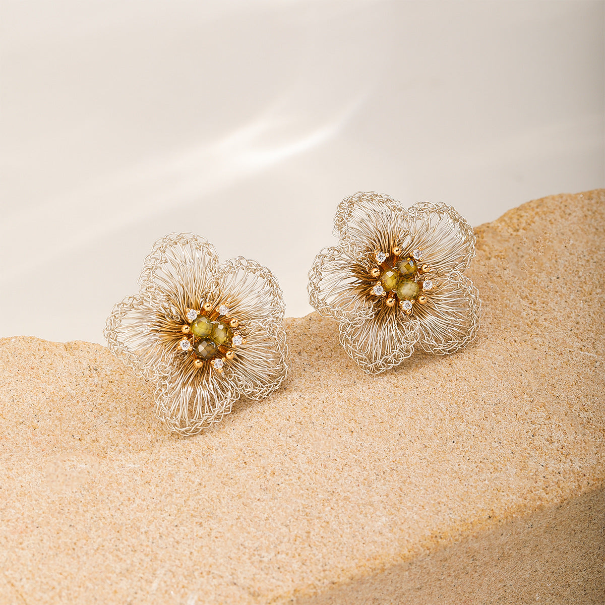 Wildflower Stud Earrings — Small · Olive Center