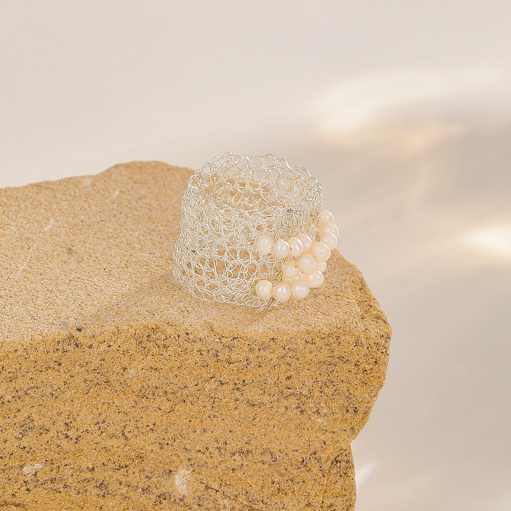 Woven Pearl Band Ring