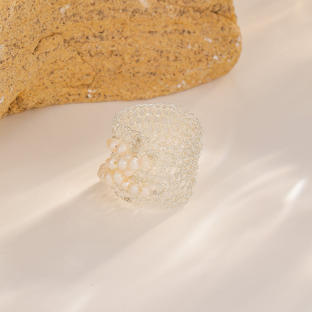 Woven Pearl Band Ring